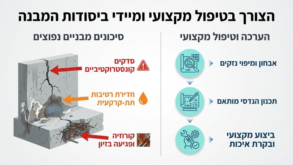 נוצר על ידי מודל בינה מלאכותית Gemini Pro מהנדס קונסטרוקציה בוחן נזקי הצפה ביסודות בניין